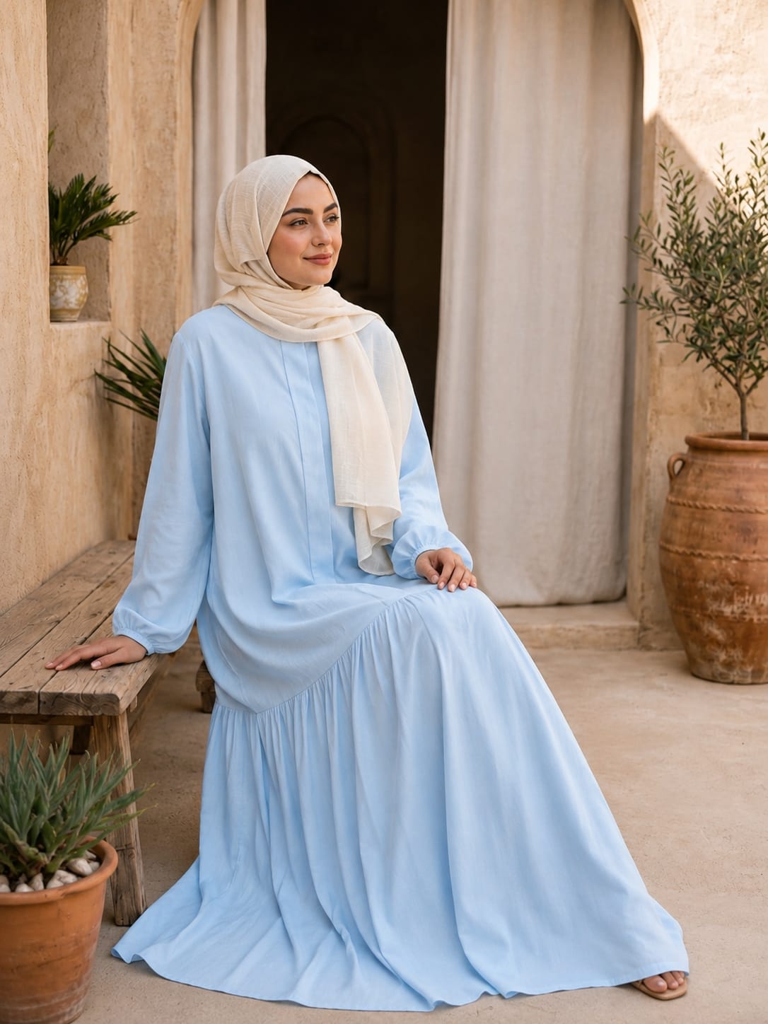 Riqqah (Baby blue Linen)